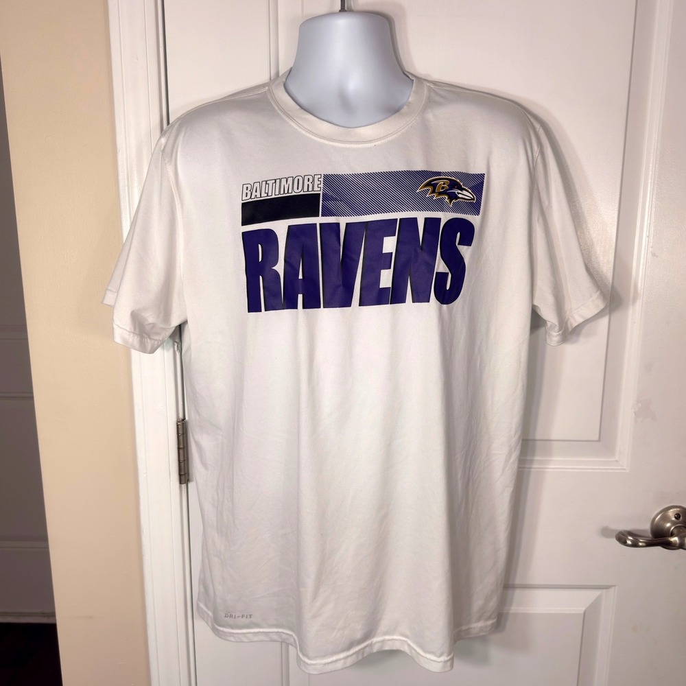 Nike Baltimore Ravens NFL Dri-Fit Graphic T-Shirt White Large Sportswear Tee